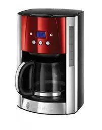 Produktbild: Russell Hobbs Kaffeemaschine (Digitaler Timer, Brausekopf für optimale Extraktion&Aroma) Luna Rot (max 12 Tassen, 1,5l Glaskanne, Warmhalteplatte, 1000W) Filterkaffeemaschine 23240-56