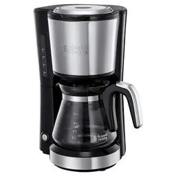 Produktbild: Russell Hobbs Kaffeemaschine Mini (Brausekopf für optimale Extraktion&Aroma) Compact (max 5 Tassen, 0,6l Glaskanne, inkl Permanentfilter, Warmhalteplatte) kompakte Filterkaffeemaschine klein 24210-56