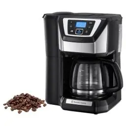 Produktbild: Russell Hobbs Kaffeemaschine mit Mahlwerk (Digitaler Timer, Brausekopf für optimale Extraktion&Aroma) Victory (max 12 Tassen, 1,5l Glaskanne, Mahlgradeinstellung) Filterkaffeemaschine 22000-56/RH