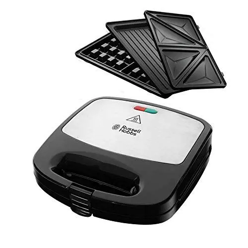 Produktbild: Russell Hobbs Multifunktionsgerät 3-in-1 (Sandwichmaker, Waffeleisen, Kontaktgrill) Fiesta (spülmaschinengeeignete & antihaftbeschichtete Platten, erweiterbar: Cake Pop, Mini Donut, Churros) 24540-56