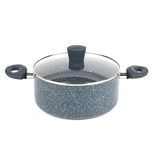 Produktbild: Russell Hobbs Kochtopf Induktion 24cm, Topf mit Glasdeckel 4.5L, Antihaftbeschichteter Suppentopf für Alle Herdarten, Kochtopf Groß mit Dampfauslass, Nightfall Stone