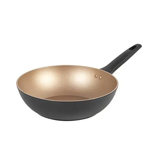 Produktbild: Russell Hobbs RH01672BEU7 Opulence 28 cm Wokpfanne - Pfannenpfanne mit Antihaftbeschichtung, Spülmaschinenfeste Induktionspfanne, PFOA-frei Bratpfanne, Kochgeschirr aus geschmiedetem Aluminium, Gold