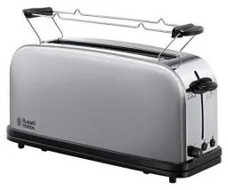 Produktbild: Russell Hobbs Toaster (Langschlitz für 2 Scheiben / 1 breite Brotscheibe) Adventure Edelstahl (extra breiter Toastschlitz, inkl. Brötchenaufsatz, 6 Bräunungsstufen + Auftaufunktion, 1000W) 21396-56