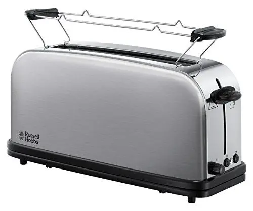 Produktbild: Russell Hobbs Toaster (Langschlitz für 2 Scheiben / 1 breite Brotscheibe) Adventure Edelstahl (extra breiter Toastschlitz, inkl. Brötchenaufsatz, 6 Bräunungsstufen + Auftaufunktion, 1000W) 21396-56