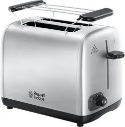 Produktbild: Russell Hobbs Toaster (für 2 Scheiben) Adventure Edelstahl (extra breite Toastschlitze, inkl. Brötchenaufsatz, 6 Bräunungsstufen + Auftau- & Aufwärmfunktion, Lift & Look-Funktion, 850W) 24080-56