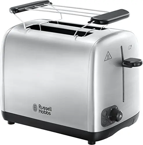 Produktbild: Russell Hobbs Toaster (für 2 Scheiben) Adventure Edelstahl (extra breite Toastschlitze, inkl. Brötchenaufsatz, 6 Bräunungsstufen + Auftau- & Aufwärmfunktion, Lift & Look-Funktion, 850W) 24080-56