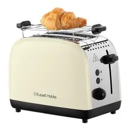 Produktbild: Russell Hobbs Toaster (für 2 Scheiben) Colours Plus Edelstahl Creme (extra breite Toastschlitze, inkl. Brötchenaufsatz, 6 Bräunungsstufen + Auftaufunktion, Lift & Look-Funktion, 1600W) 26551-56