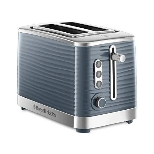 Produktbild: Russell Hobbs Toaster (für 2 Scheiben) Inspire Grau mit hochwertiger Hochglanz-Struktur (extra breite Toastschlitze, inkl. Brötchenaufsatz, 6 Bräunungsstufen + Auftau- & Aufwärmfunktion) 24373-56