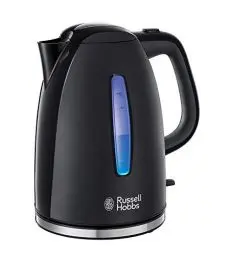 Produktbild: Russell Hobbs Wasserkocher (1,7l, 2400W, blaue LED-Beleuchtung) Textures+ (Schnellkochfunktion, herausnehmbarer Kalkfilter, beleuchtete Wasserstandsanzeige, autom. Deckelöffnung) Teekocher 22591-70