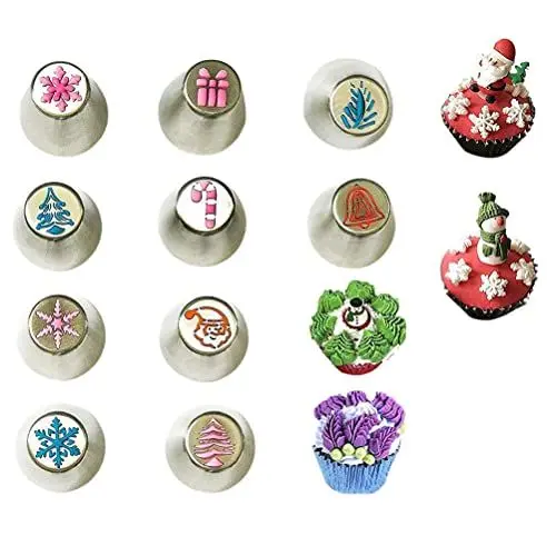 Produktbild: Russisches Spritztüllen-Set für Weihnachten, 23 Stück, Zuckergusstüllen, Kuchendekorations-Backzubehör-Set für Cupcake-Kekse
