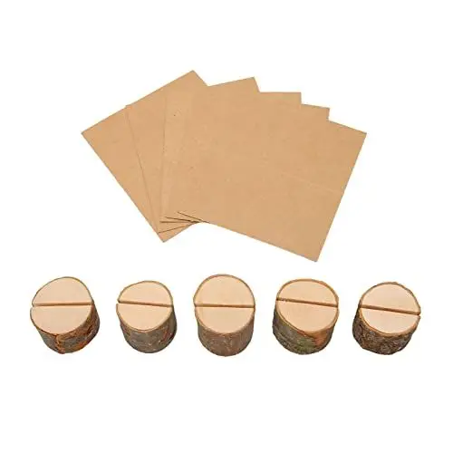 Produktbild: Rustikale Tischkartenhalter, Tischkartenhalter aus Holz, 5 Stück, Langlebiger Retro-Stil für Hochzeit