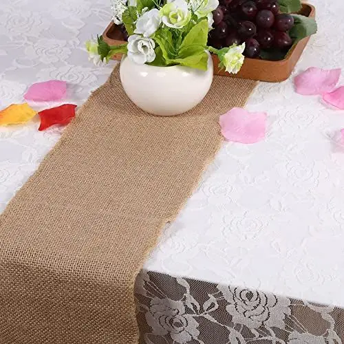 Produktbild: Rustikaler Jute-Tischläufer, 10 X 200 cm, für Zuhause, Party, Sackleinen-Juteband, Ch-Dekoration, Natur-Themen-Läufer (15cm*2m)