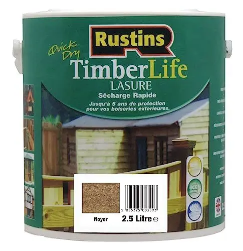 Produktbild: Rustin's - Lasur Holzlasur Holzschutzlasur für Außen - 5 Jahre UV-GESCHÜTZT - 12m²/L Nußbaum 1L (TLWA1000FR)
