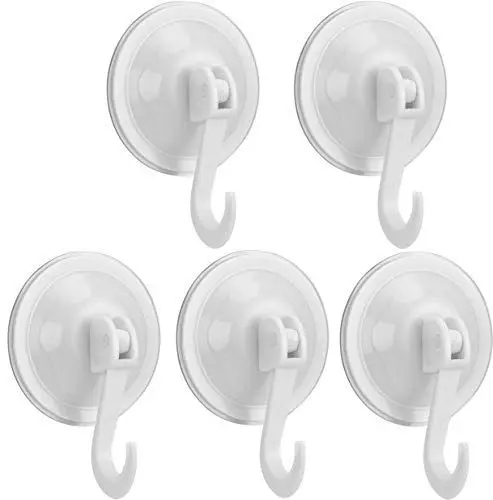 Produktbild: Rusy Bobs Saugnapf/Wandhaken-Set-für Küche & Badezimmer, aus Kunststoff (für Glas, Metall, Fliesen), 15kg belastbar-ohne zu Bohren (5er-Weiss), Polypropylene, 1