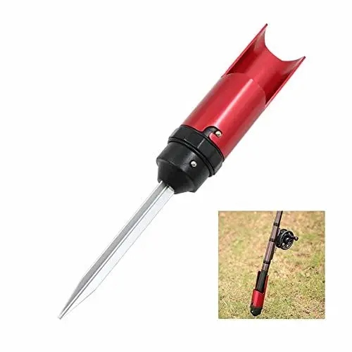 Produktbild: Rutenhalter Angelrutenhalter Angelrute Ground Support -Rutenständer aus Aluminiumlegierungs, Abnehmbar und Tragbar, Stabil Rutenablage Halterung zum Ufer Fischen, Angeln im Freien. 1 Stück Rot