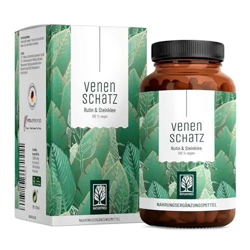 Produktbild: Rutin Steinklee Komplex 120 Kapseln - 500mg Rutin hochdosiert & 394mg Steinklee - Pflanzliche Alternative zu Venenkapseln Venentabletten - Vegan - Venenschatz von NATURTREU