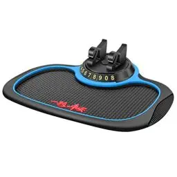 Produktbild: Rutschfeste Handyunterlage, KIMISS 8 * 19 * 24 Cm Auto-Armaturenbrett Anti-Rutsch-Gummiauflage Auto 360 Grad Drehbarer Handyhalter für Handys Sonnenbrillen Schlüssel (Antirutschmatte (blau) mit
