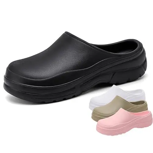 Produktbild: Rutschfeste Küchenschuhe für Köche – Sicherheitsclogs für Männer & Frauen, Atmungsaktive Arbeitsschuhe Anti-Rutsch, Ideal für Restaurant, Gastro & Küche(Black,39-40)