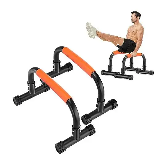 Produktbild: Rutschfeste Parallettes, Medium Handstand Barrenm aus Stahl, 42cm Griffe Calisthenics Equipment für Heim-Fitness Handstand & Liegestütze