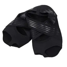 Produktbild: Rutschfeste Yoga Socken für Frauen, Toeless Pilates Barre Ballett Tanz Barfuß Workout Anti-Rutsch Yoga Socken Schuhe(37/38-Schwarz)