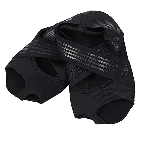 Produktbild: Rutschfeste Yoga Socken für Frauen, Toeless Pilates Barre Ballett Tanz Barfuß Workout Anti-Rutsch Yoga Socken Schuhe(37/38-Schwarz)