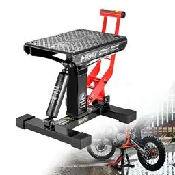 Produktbild: RUTU Motorrad Ständer – Heavy Duty Stahl Wartungshubwagen Jack für Dirt Bike, Schneemobil- Einstellbarer Motorradständer Lift Mit 440Lbs Kapazität - Motorrad Reparatur Zubehör Werkzeuge