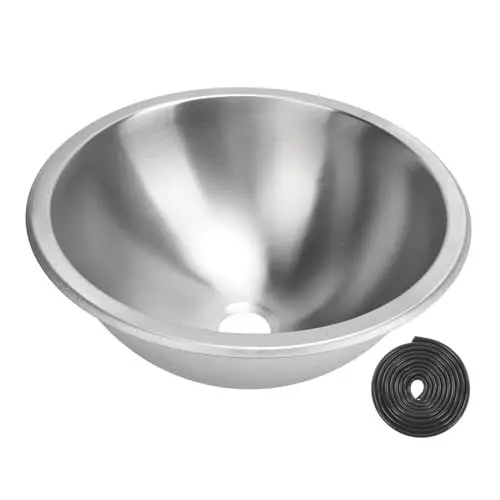 Produktbild: RV-Küchen-Badewannen-Waschbecken, 12-Zoll-Camper-Rundwaschbecken, 304-Edelstahl-Küchen-Badewannen-Waschbecken, Handwaschbecken mit 40-mm-Abwasserabgang für Boot, Wohnwagen,