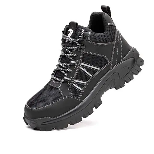 Produktbild: R-Win Sicherheitsschuhe Herren Stahlkappenschuhe Damen Arbeitsschuhe Herren Wanderschuh Black Sicherheitsstiefel (Black, numeric_45)