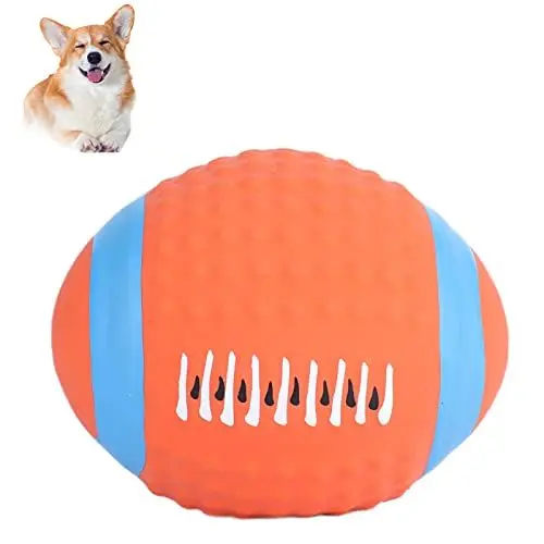 Produktbild: RXMORI Quietschendes Rugby-Hundespielzeug, Rugby-Kau-Fetch-Wurfball, Interaktives Hundespielzeug, Zahnwasch-Kauspielzeug, Kaubackenzahn-Training, Quietschendes Spielzeug für Katzen und Hunde