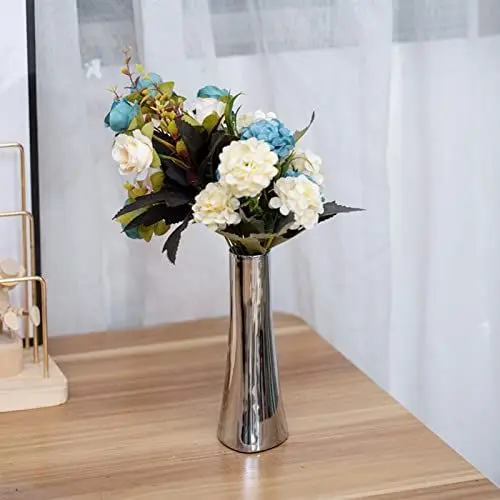 Produktbild: RXMORI Tischvase, Lebende Kleine Silberne Zylinder-Metallvase, Silberne Vase Als Tischdekoration, 304 Edelstahl, Leichter Luxus-Tischblumenhalter für Heimdekoration