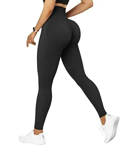 Produktbild: RXRXCOCO Cross Waist Nahtlose Gym Leggings für Damen High Waist Boom Booty Laufhose Push Up Scrunch Butt Figurbetonte Sporthose Leggings