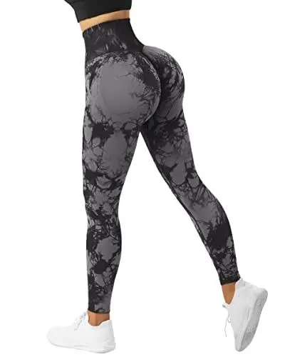 Produktbild: RXRXCOCO High Waist Sport Leggings Damen Lang Blickdicht Push Up Sporthose Scrunch Booty Gym Laufhose Tie Dye（S）