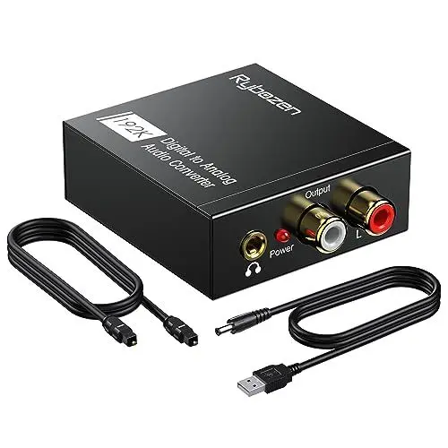 Produktbild: DAC Audio 192 kHz, Adapter SPDIF Klinke, optischer RCA-Konverter, digitaler Analog-Audio-Konverter, SPDIF Toslink auf Stereo-Cinch-Audio und 3,5-mm-Buchse für PS3, PS4, Xbox, HDTV, Blu-ray