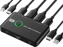 Produktbild: Rybozen KVM Switch, 4K 60Hz HDMI KVM Switch 2PC 1 Monitor, 2 Port Box USB HDMI Switches für 2 Computer teilen Tastatur, Maus, Drucker und einen HD-Monitor