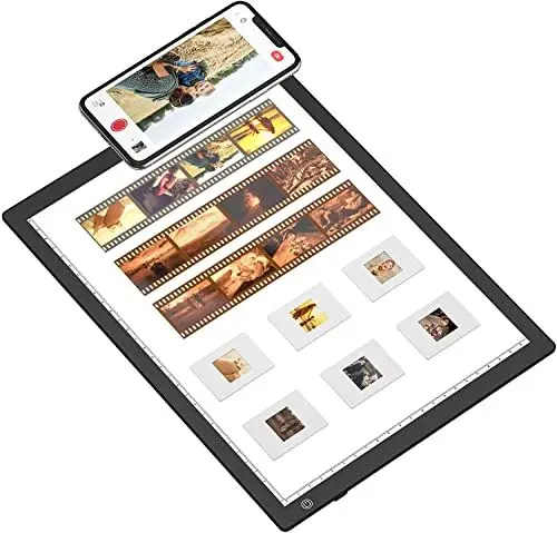 Produktbild: Eyesen Mobile Film Scanner, Konvertieren Sie 35mm Dias und Negative in JPG Digital mit Smartphone-Kamera, 12 x 9 Zoll tragbares ultradünnes LED Lichtpanel