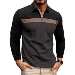 Produktbild: Ryehack Herren 1/4 Zip Poloshirts Langarm Tops Baumwolle Raglan Pullover Golf Hemd Regular Fit S-2XL