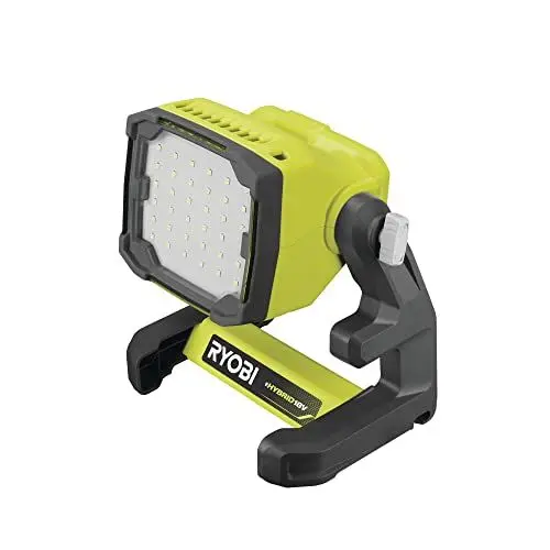 Produktbild: RYOBI 18 V ONE+ Akku-LED-Strahler RLFD18-0 (360° drehbarer Kopf, LED's mit 3 Leuchtstufen, 500, 1.100 und 1.800, kompakte Leuchte, ohne Akku und Ladegerät), Grün