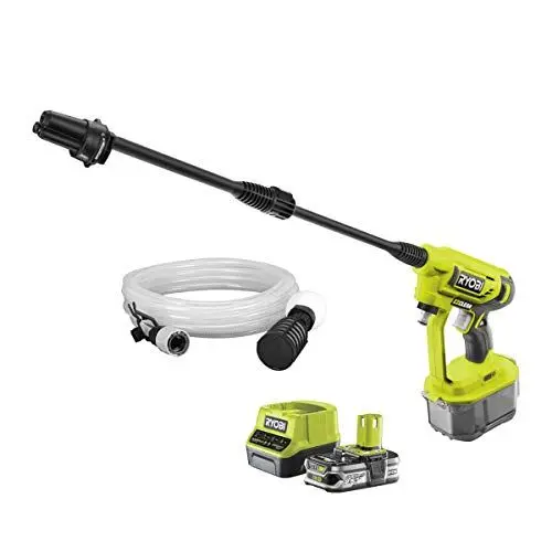 Produktbild: RYOBI 18 V ONE+ Akku-Mitteldruckreiniger RY18PW22A-125 (Reinigen von Fahrzeugen/Oberflächen, max. Druck 22bar, Fördermenge 182 l/h, 3-in-1 Düse, inkl. 6m Schlauch, 1x2,5Ah Akku & Ladegerät, im Karton)