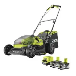 Produktbild: RYOBI 18 V ONE+ Akku-Rasenmäher RY18LM37A-240 (Schnittbreite 37 cm, 6-fache Höhenverstellung 20-70 mm, Variables Griffgestänge inkl. Mulchkeil, 2 x 4,0Ah Akku & Ladegerät)