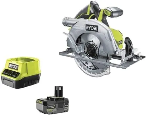 Produktbild: RYOBI 18 V ONE+ Brushless Akku-Handkreissäge R18CS7-140GZL (Sägeblatt-Ø 184mm, Schnitttiefe 90°/45° 60/42mm, werkzeuglose Tiefeneinstellung, inkl.Sägeblatt, Parallelanschlag, 4,0Ah Akku & Ladegerät)