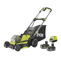 Produktbild: RYOBI 18 V ONE+ Brushless Akku-Rasenmäher RY18LMX40C-240 (Schnittbreite 40 cm, 7-fache Höhenverstellung 25-75 mm, Flächen bis 600m², Variables Griffgestänge inkl. Mulchkeil, 2x4,0Ah Akku & Ladegerät)