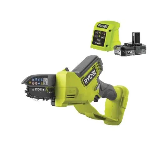 Produktbild: RYOBI 18 V ONE+ Brushless Akku-Astsäge RY18PSX10A-120, Schwertlänge 10 cm, Kettengeschwindigkeit 6,0 m/s, inkl. 2,0 Ah Akku und Ladegerät