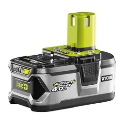 Produktbild: Ryobi Werkzeug Akku RB18L40 18V/4.0 AH LI-Ion, ONE PLUS - Ein Akku für Ryobi Rasentrimmer, Heckenscheren oder Akkuschrauber inkl. Ladestandsanzeige und langer Lebensdauer, Farbe: schwarz-grau