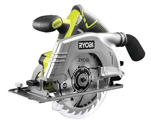 Produktbild: RYOBI 18 V ONE+ Akku-Handkreissäge R18CS-0 (Bohrungs-ø 16 mm, Schnitttiefe bis 52mm, Leerlaufdrehzahl 4700 min-1, Tiefen-/Neigungseinstellung werkzeuglos, inkl. Sägeblatt, ohne Akku und Ladegerät)