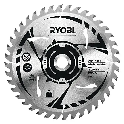 Produktbild: Ryobi Sägezubehör / Sägeblatt | HM-Sägeblatt für schnelle und scharfe Schnitte, saubere und optimale Schnittleistung, optimiert für Akkuanwendung | 16 mm Bohrung, 40 Zähne