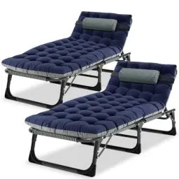 Produktbild: Ryuhic 2er Klappbar Sonnenliege Gartenliege, 68cm Breite 200kg Loading mit Matratze und Kopfstütze Klappbar Liegestuhl, Geeignet für Balkon, Strande, Garten, Kann als Campingbett und Gästebett