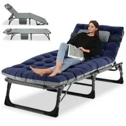 Produktbild: Ryuhic Klappbar Sonnenliege Gartenliege, 68cm Breite 200kg Loading mit Matratze und Kopfstütze Klappbar Liegestuhl, Geeignet für Balkon, Strande, Garten, Kann als Campingbett und Gästebett