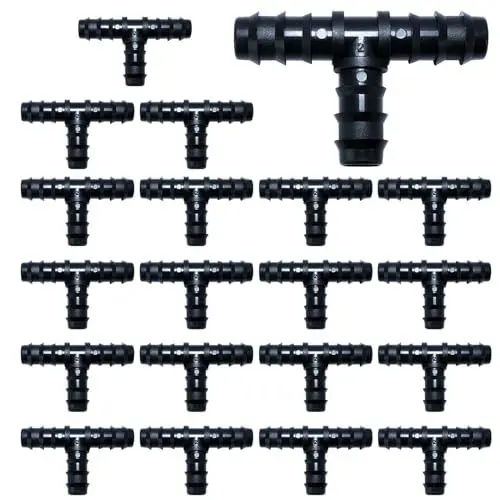 Produktbild: RYXZEN 20 Stück Gardena T Stück 1/2 zoll Schlauch Verbinder T-förmiger Schlauchverbinder Gartenschlauch Verbindungsstück für 16mm Tropfschlauch Bewässerung System Blumen, Pflanzen, Rasen, Landschaft