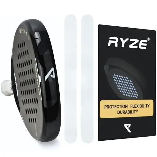Produktbild: RYZE Transparenter Padel Schläger Schutz - Glatte Oberfläche – Padelschläger Protektoren im 2er-Pack - Widerstandsfähiges und Elastisches Material - Einfach Anzubringen - Minimale Luftblasen