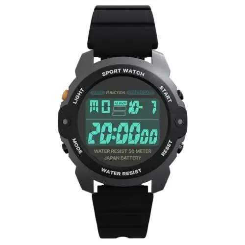 Produktbild: Rziawssa Digitaluhr für Kinder, 50M Wasserdicht Sportuhr für Jungen Mädchen Teenager, Digitaluhr mit LED Chronograph Kalender Wecker für 8-18 Jahre (Schwarzes Titan)